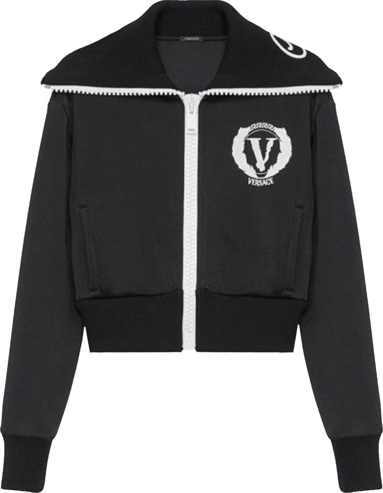 Versace Logo Embroidered Track Jacket Black