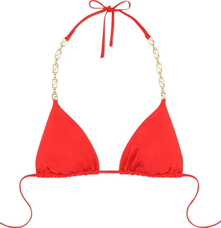 Versace Greca Chain Bikini Top 'Red'