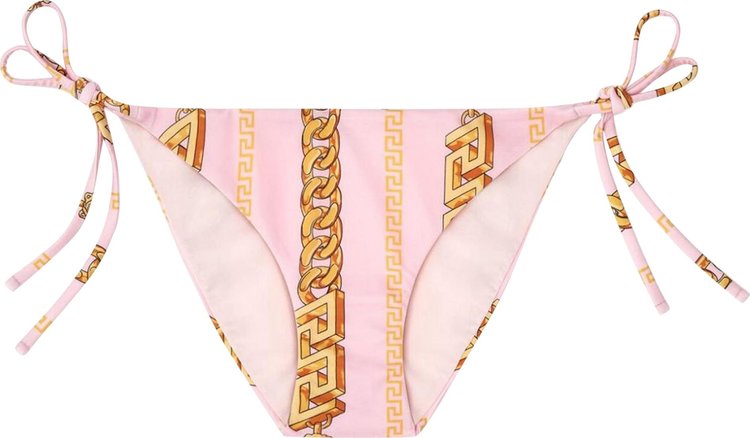 Versace Chain Pinstripe Bikini Bottoms 'Pink'