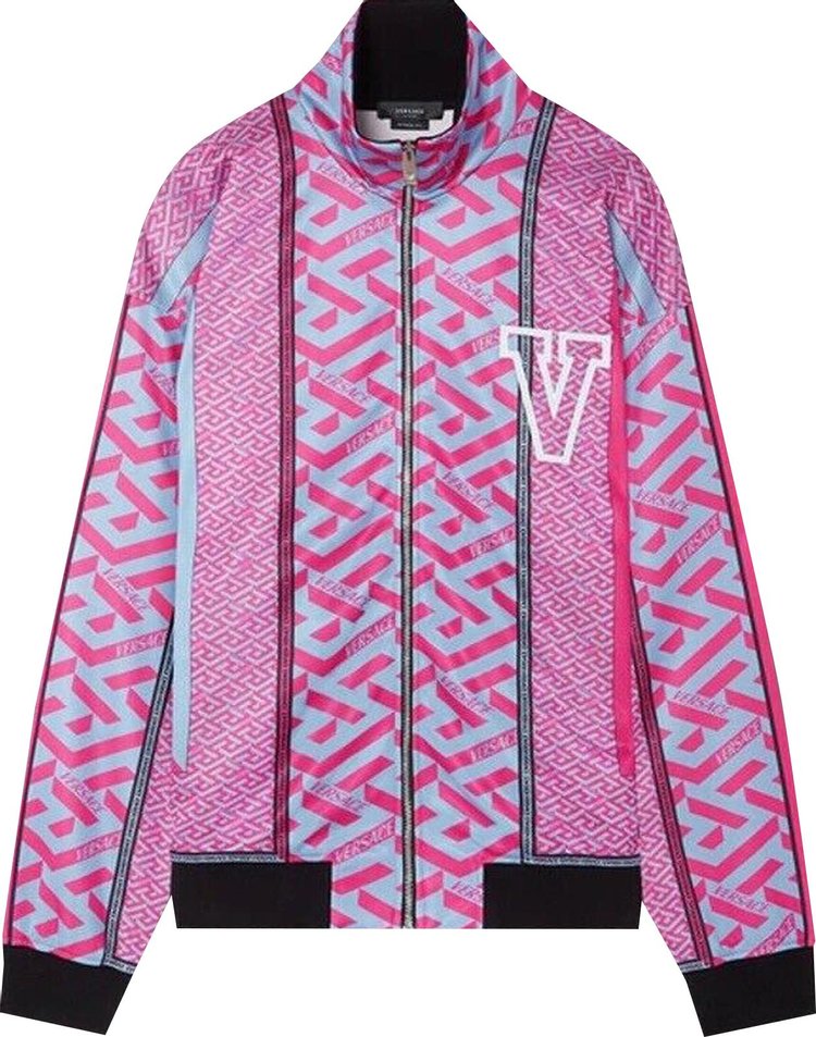 Versace Greca Print Zip Up Sweatshirt 'Multicolor'
