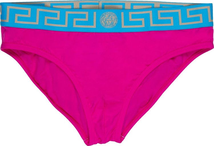 Versace Greca Border High Waist Bikini Bottoms Multicolor