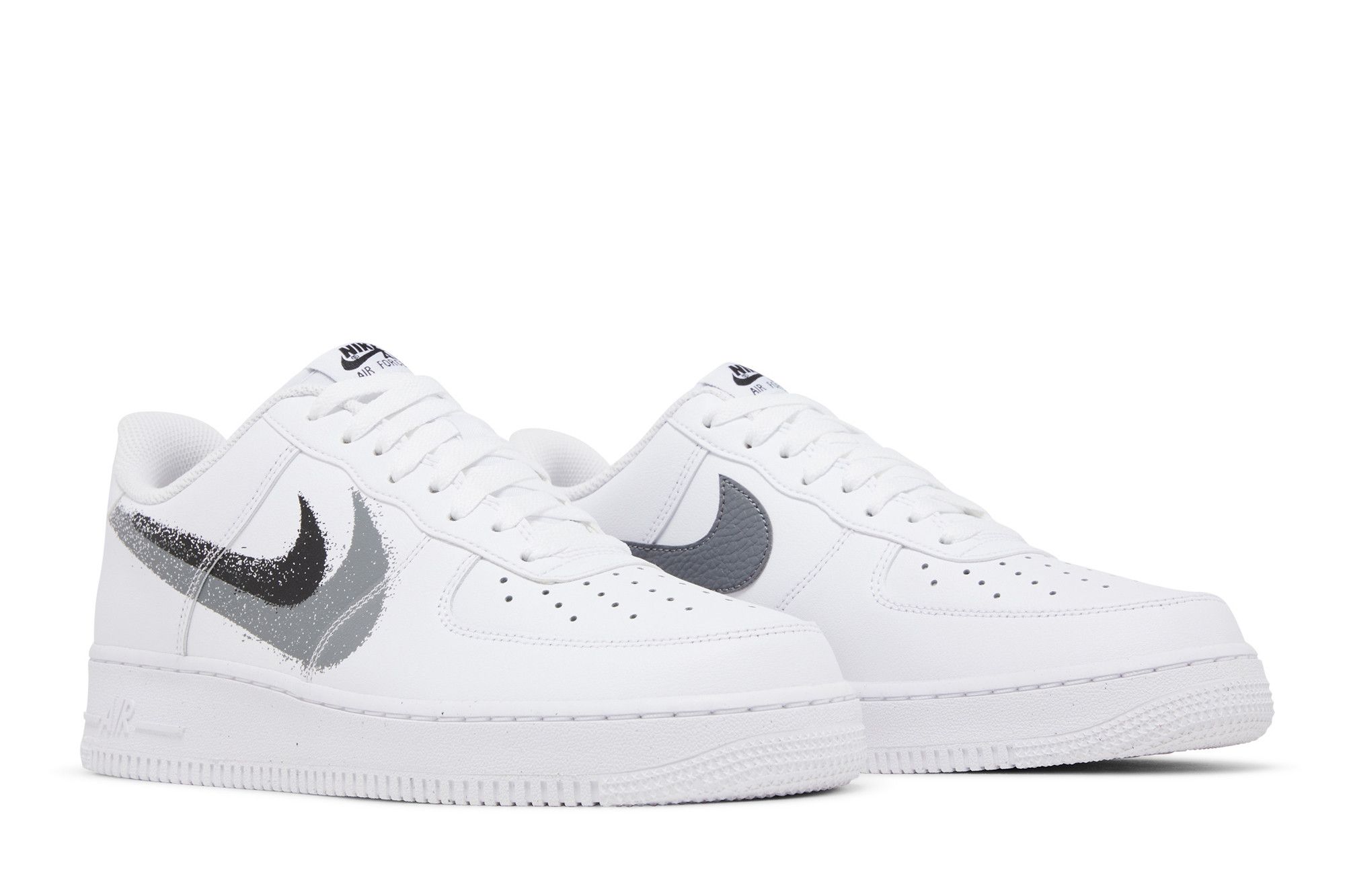 スニーカー Nike Air Force 1 Low '07 Spray Paint Swoosh White Black Grey Buy Air Force 1 '07 'Spray Paint Swoosh' - FD0660 100 | GOAT