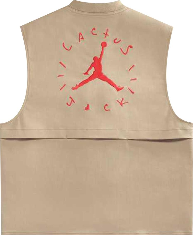 Cactus Jack by Travis Scott x Jordan Utility Vest Asia Sizing DesertKhakiUniversity Red