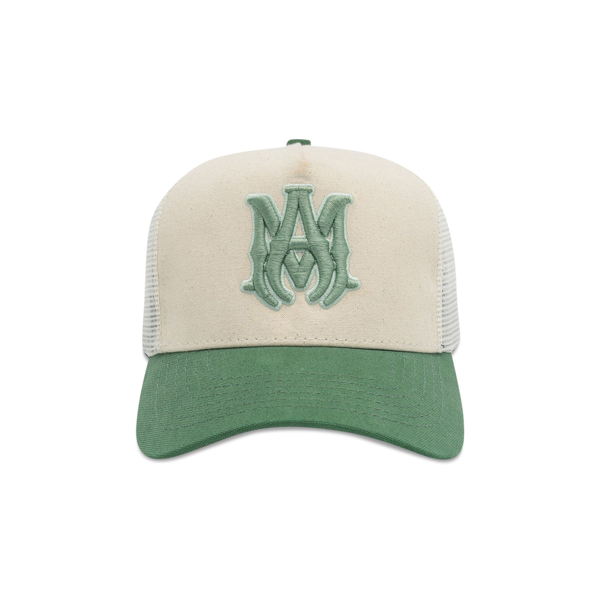 【AMIRI】男性 TWO TONE MA TRUCKER HAT キャップ AMHATR1002 Buy Amiri Two Tone MA Trucker Hat 'Natural Mineral Green