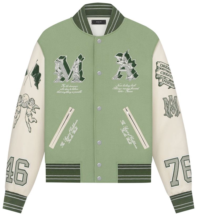 Amiri MA Angel Varsity Jacket Mineral Green