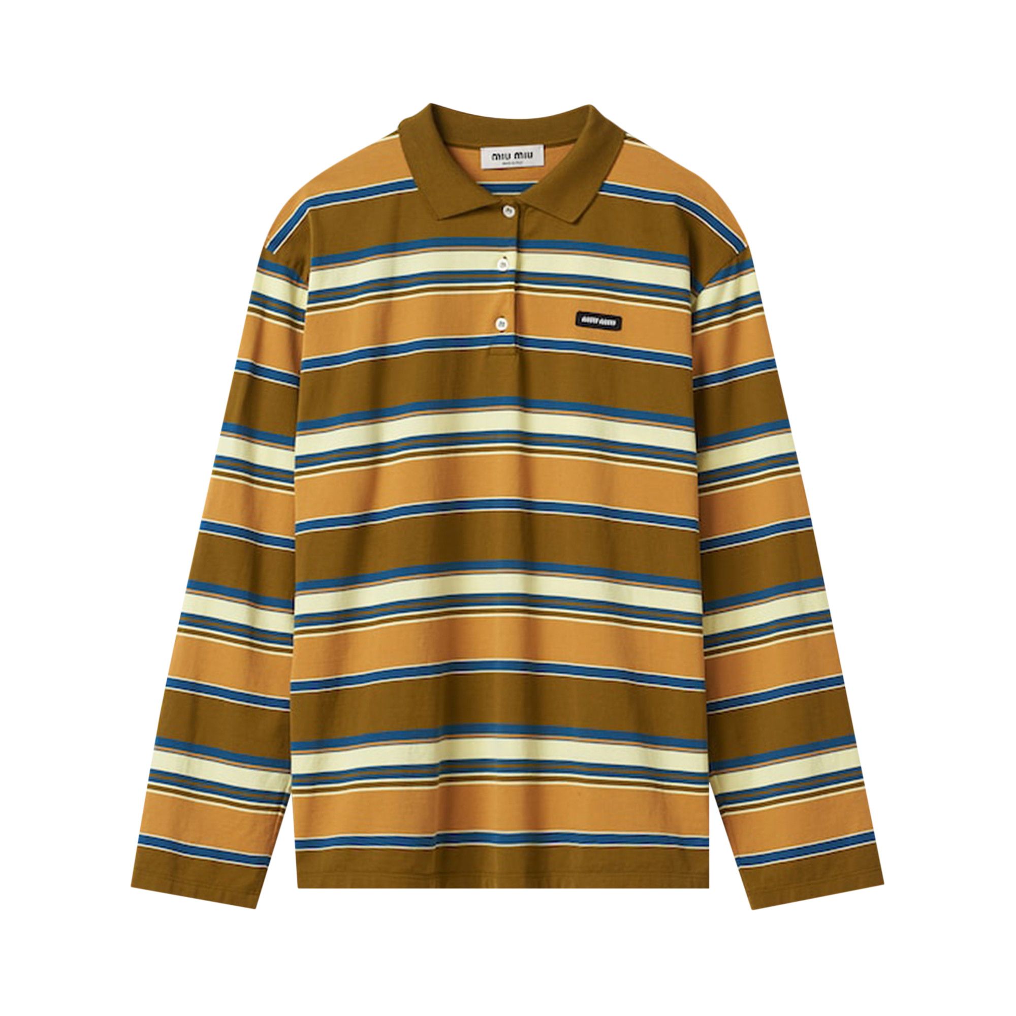 【mahagrid】MULTI COLOR RUGBY SHIRT Color-Block Cotton Rugby Shirt with 3D Embroidery Accent