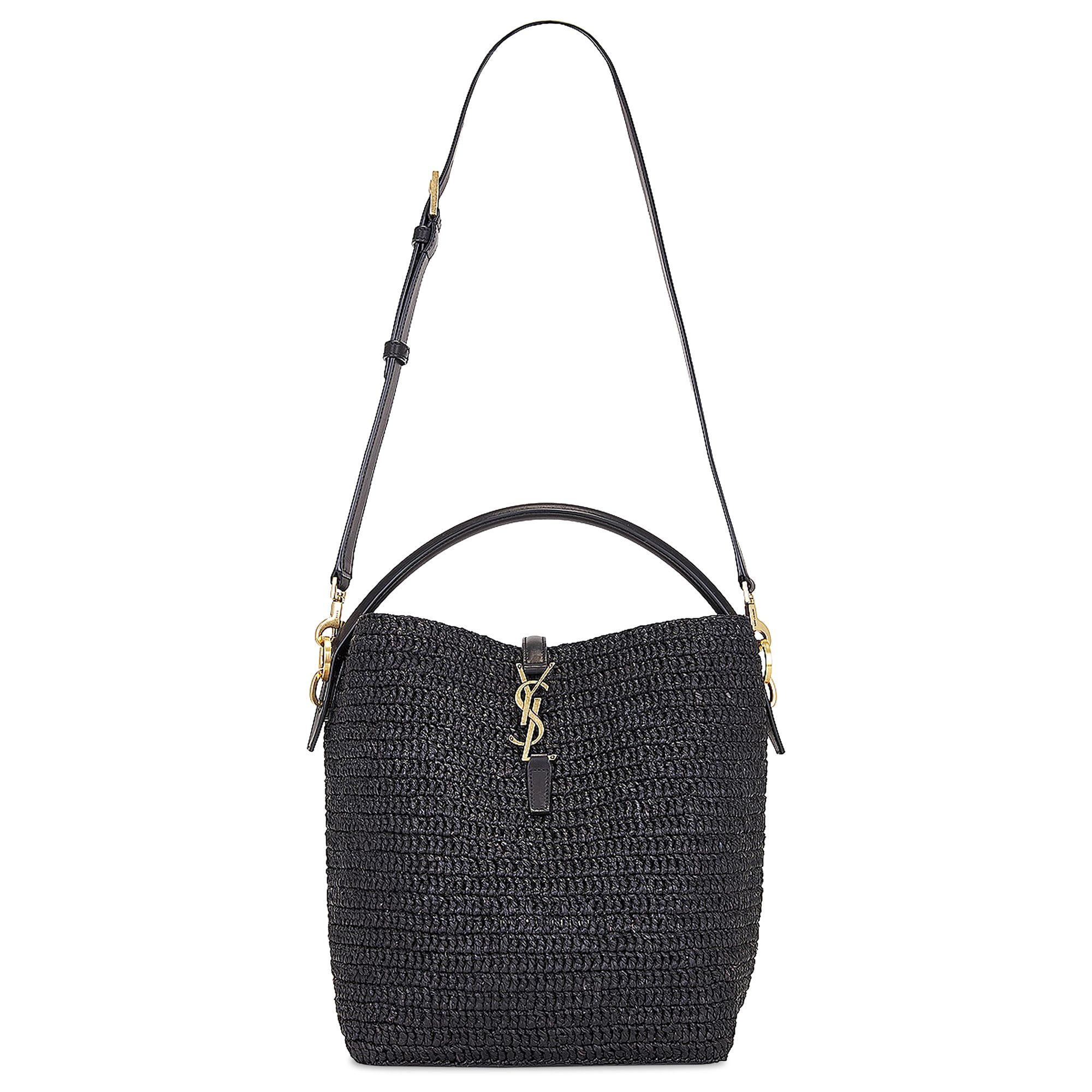 Buy Saint Laurent Le 37 Raffia Bucket Bag 'Black' - 773991