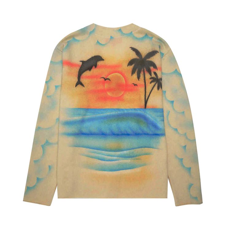 The Elder Statesman Paradise Airbrush Cardigan Ivory
