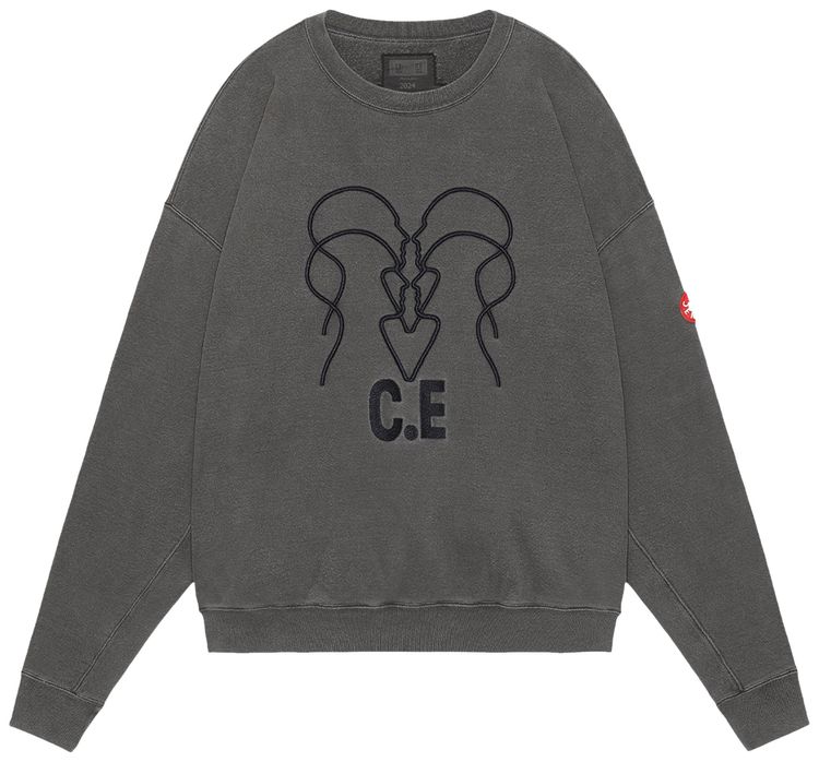 Cav Empt Overdye WB Headsx4 CE Crewneck Sweatshirt Chacoal