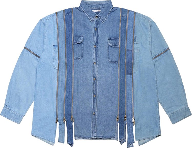 Needles 7 Cuts Zipped Wide Denim Shirt 'Blue'