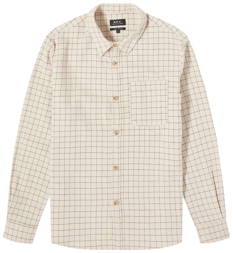 APC Trek Windowpane Check Shirt Ecru