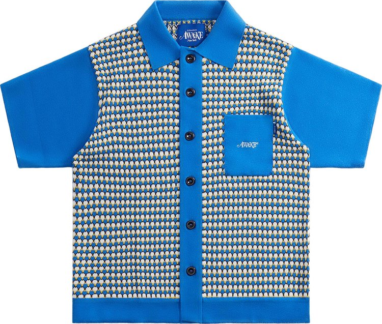 Awake NY Short-Sleeve Crochet Shirt 'Blue/Multicolor'