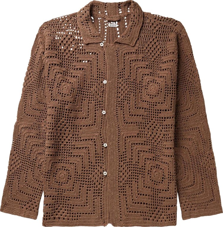 Bode Overdye Crochet Shirt 'Brown'