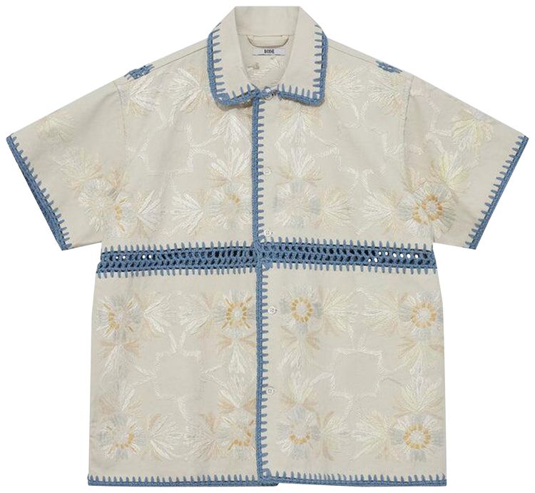 Bode Crochet Ladderwork Short Sleeve Shirt Multicolor