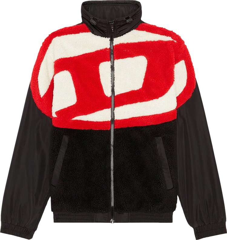 Diesel Teddy Fleece Track Jacket BlackRed