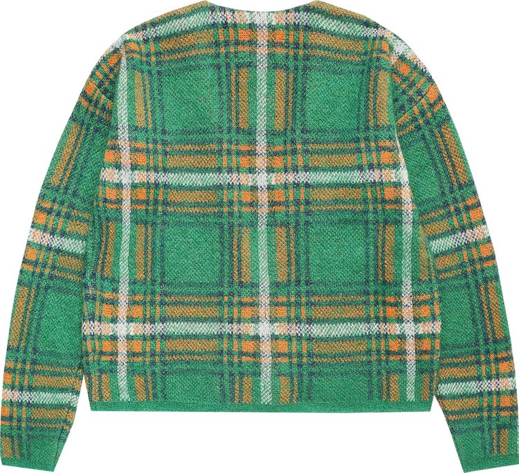 ERL Jacquard Plaid Cardigan Green