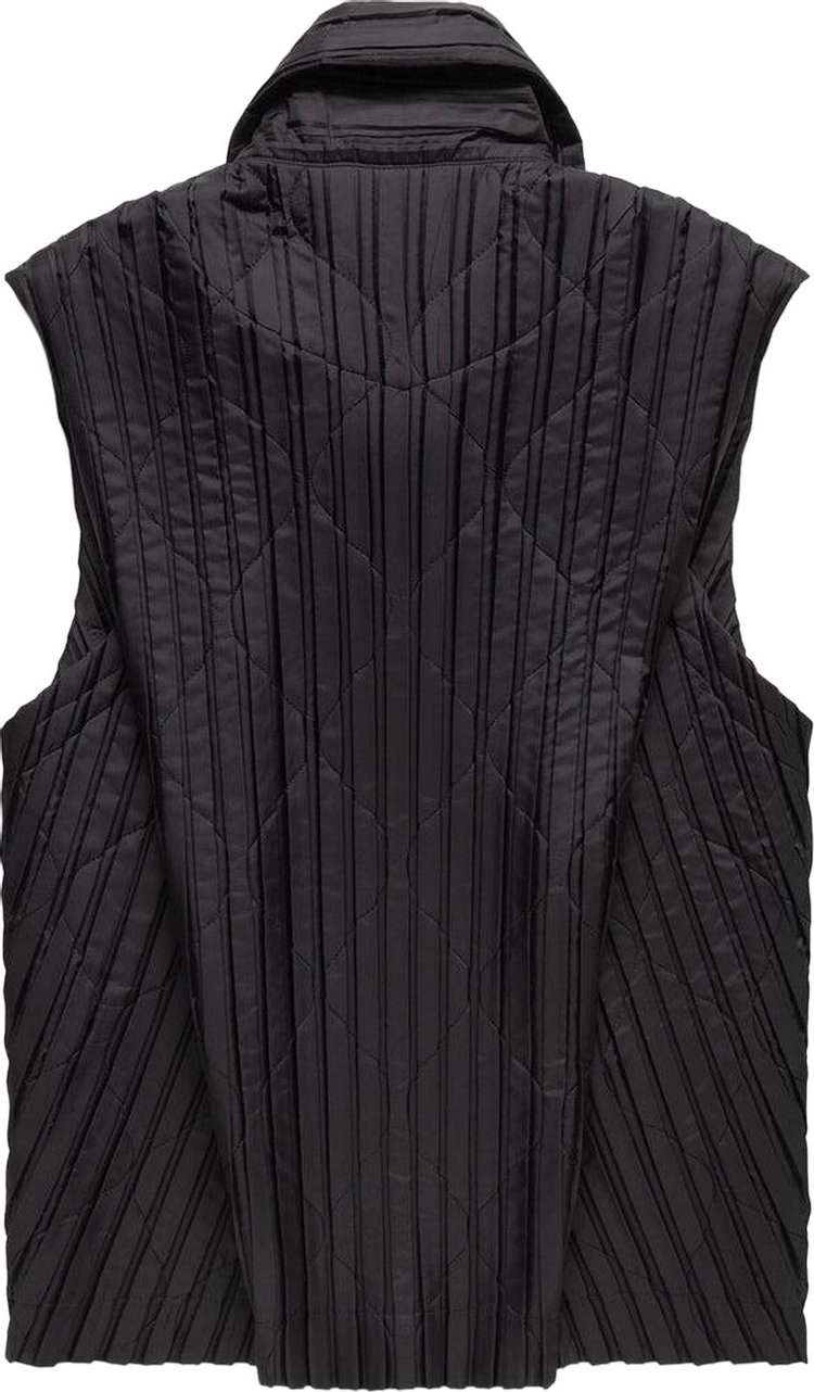 Homme Plisse Issey Miyake Pleated Zip Gilet Brown