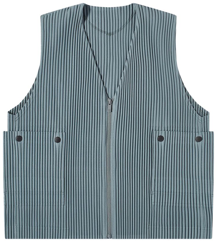 Homme Plisse Issey Miyake Pleated Gilet Moss Grey