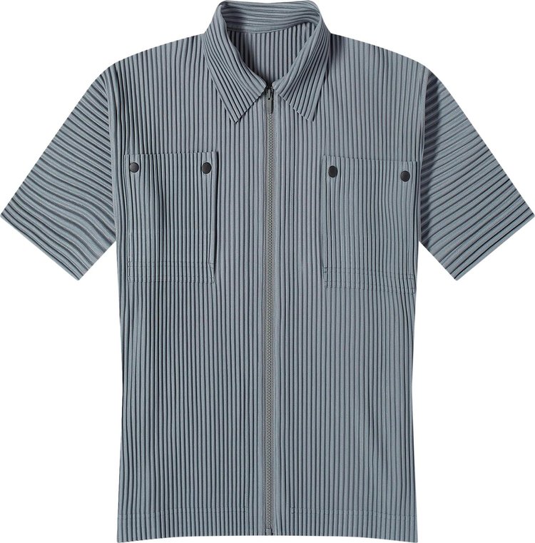 Homme Plissé Issey Miyake Pleated Patch Pocket Shirt 'Moss Grey'