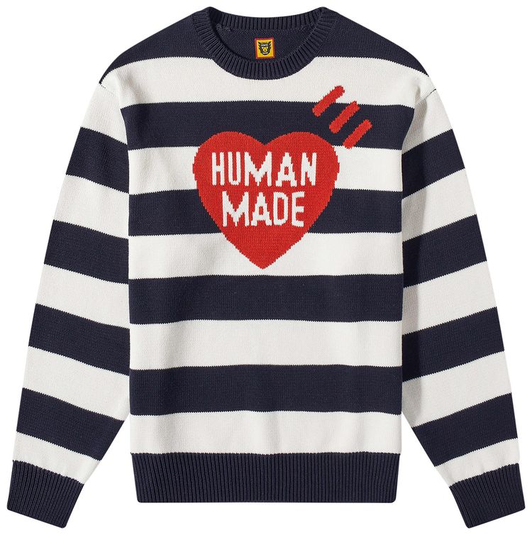 Human Made Striped Heart Knit Sweater Navy