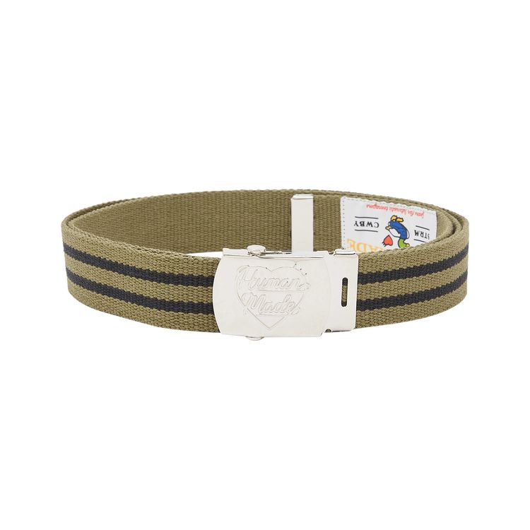 Human Made Striped Web Belt Olive Drab