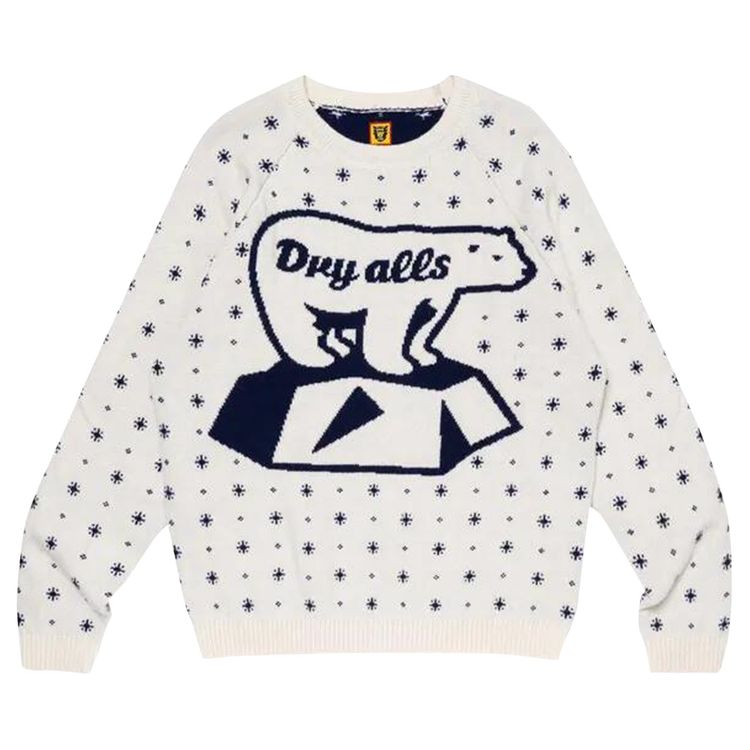 Human Made Polar Bear Jacqurd Knit Sweater White