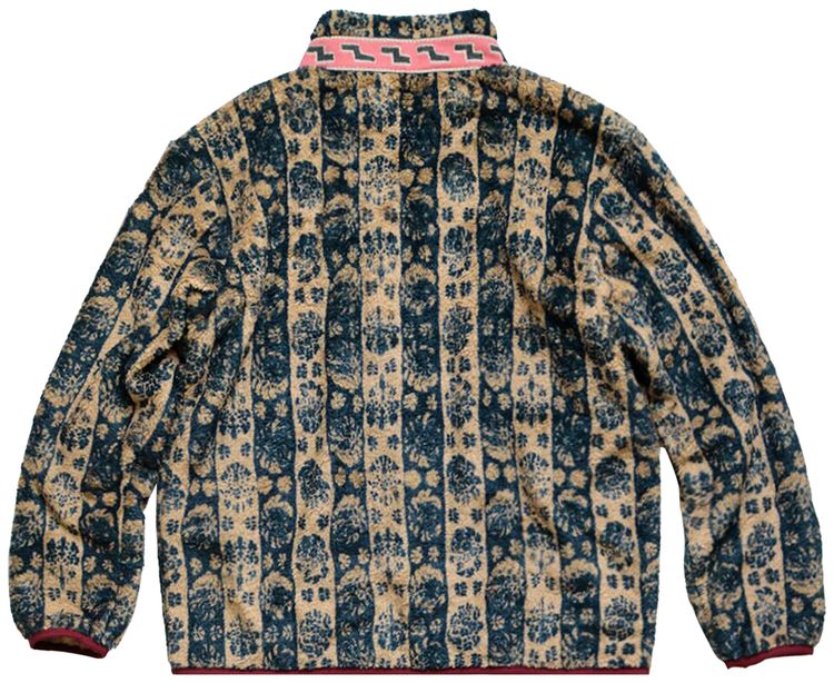 Kapital Damask Strip Fleece Zip Jacket Beige