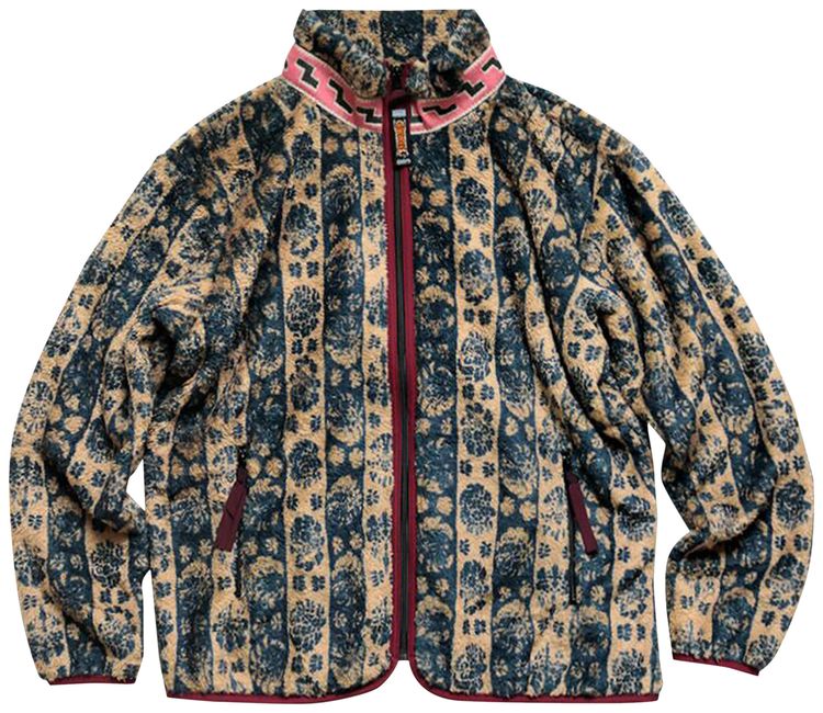 Kapital Damask Strip Fleece Zip Jacket Beige