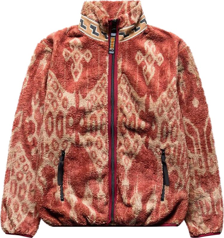 Kapital Java Kasuri Fleece Zip Jacket Red