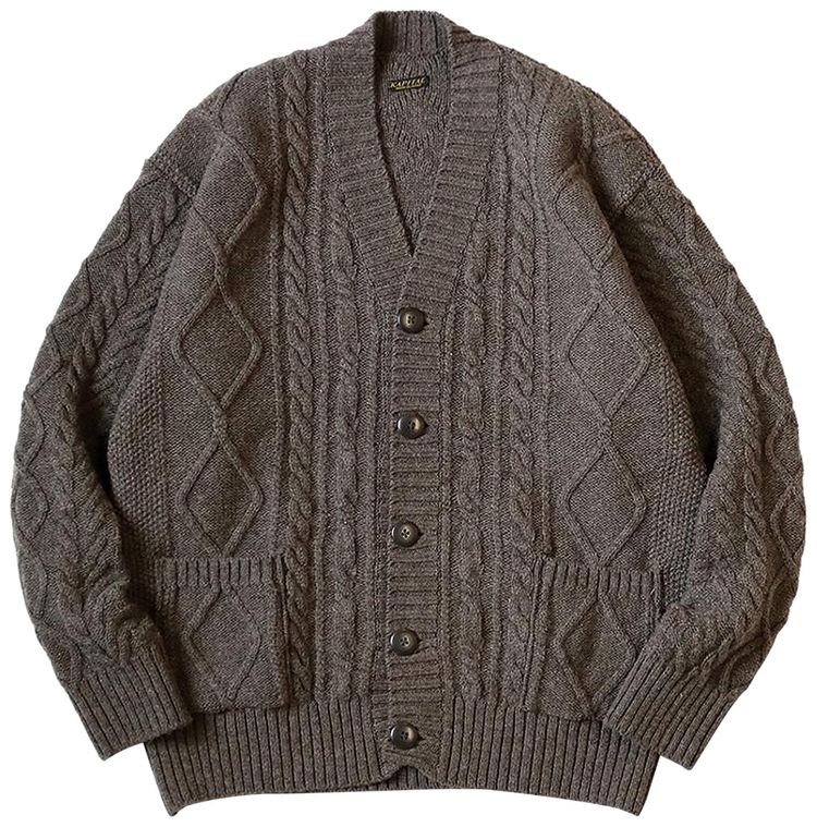 Kapital Wool Cable Knit Elbow Catpital Cardigan Mocha Brown