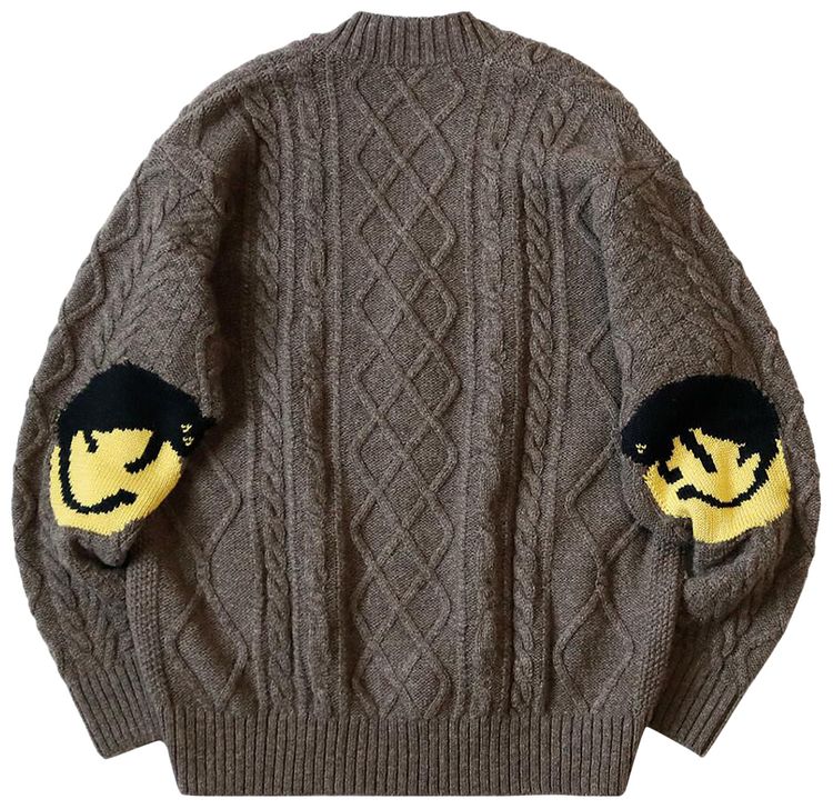 Kapital Wool Cable Knit Elbow Catpital Cardigan Mocha Brown