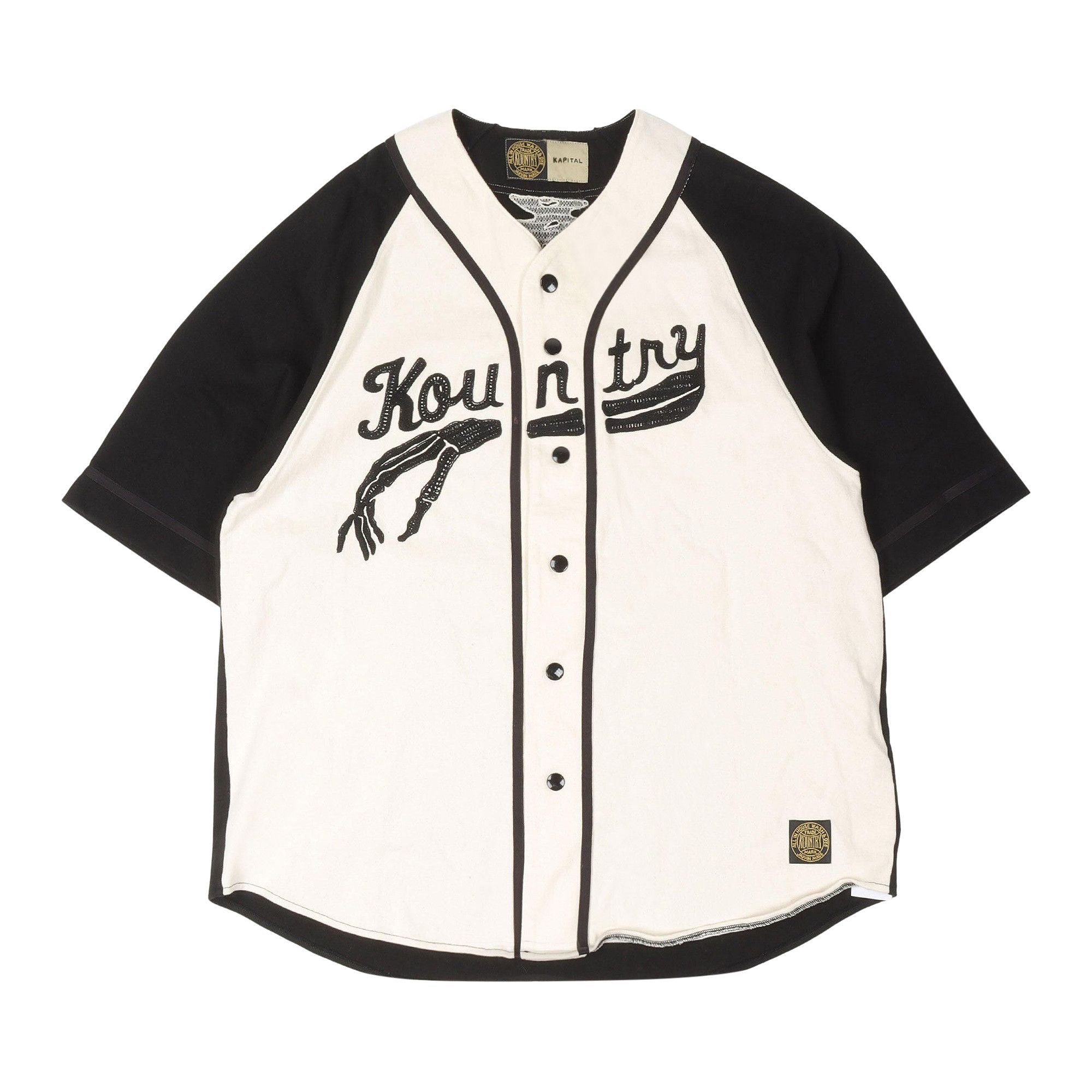 Buy Kapital Dense Jersey Baseball Shirt 'Ecru/Black
