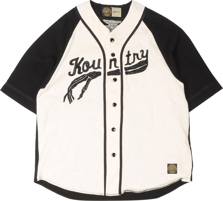 Kapital Dense Jersey Baseball Shirt 'Ecru/Black'