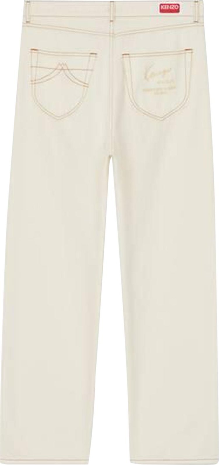 Kenzo Creations Cropped Asagao Straight Jeans Stone Bleached White