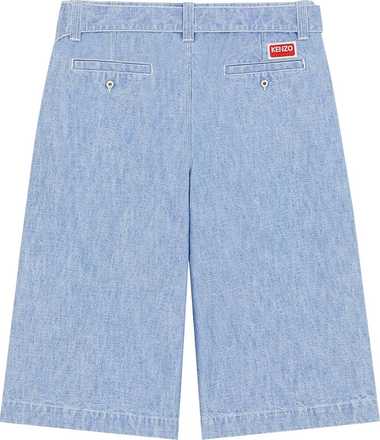 Kenzo Military Denim Short Stone Bleached Blue