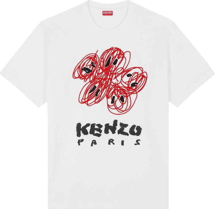 Kenzo Drawn Varsity Classic T-Shirt 'Off White'