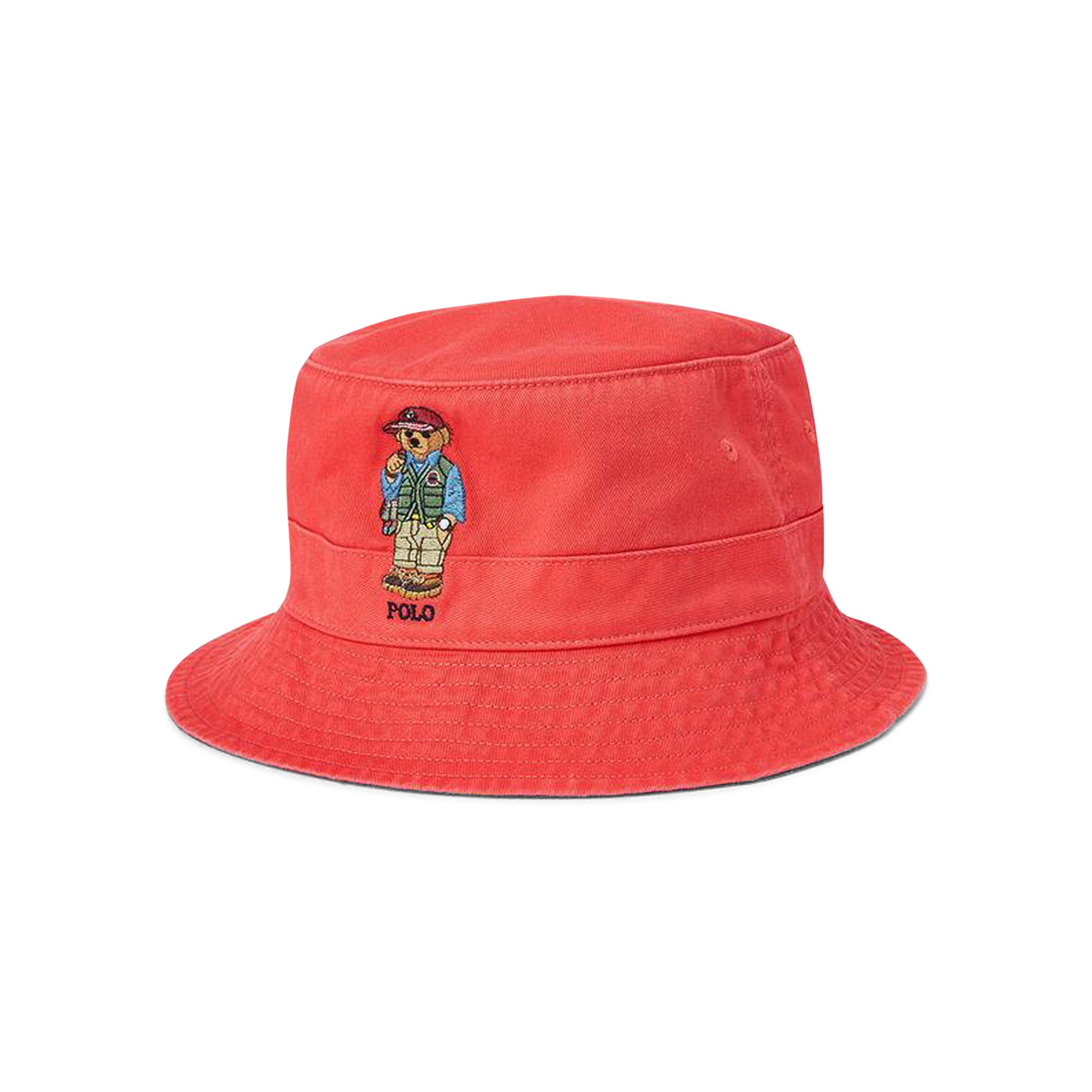 Buy Polo Ralph Lauren Fishing Bear Bucket Hat Red Reef 710900276002 RED GOAT