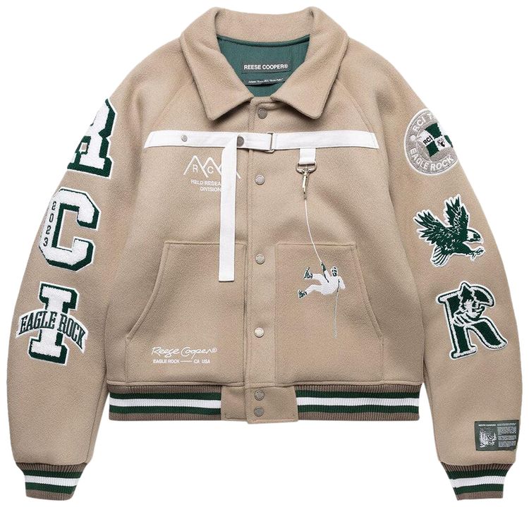 Reese Cooper Research Division Wool Varsity Jacket Stone