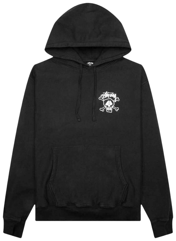 Stussy Skull  Bones Pigment Dyed Hoodie Black