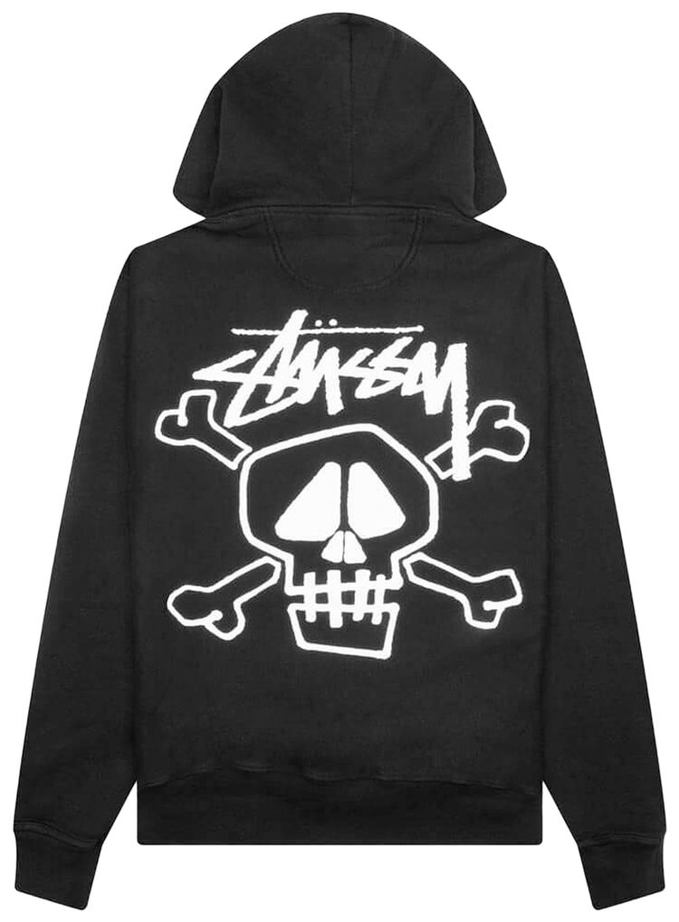 Stussy Skull  Bones Pigment Dyed Hoodie Black