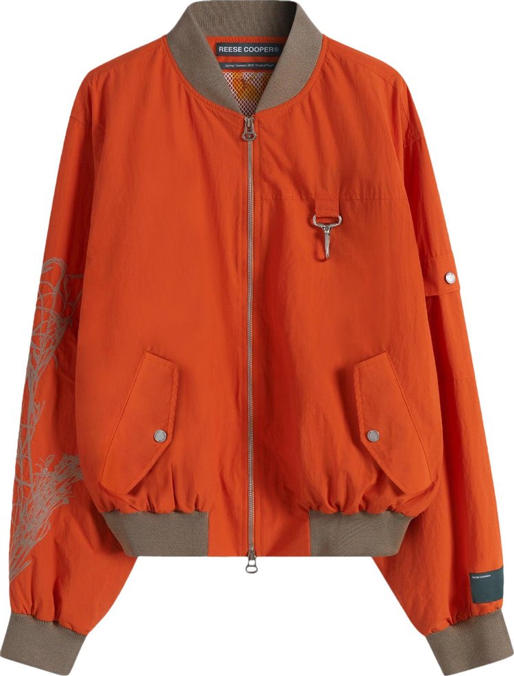 Reese Cooper Desert Marigold Embroidered Nylon Bomber Jacket Orange