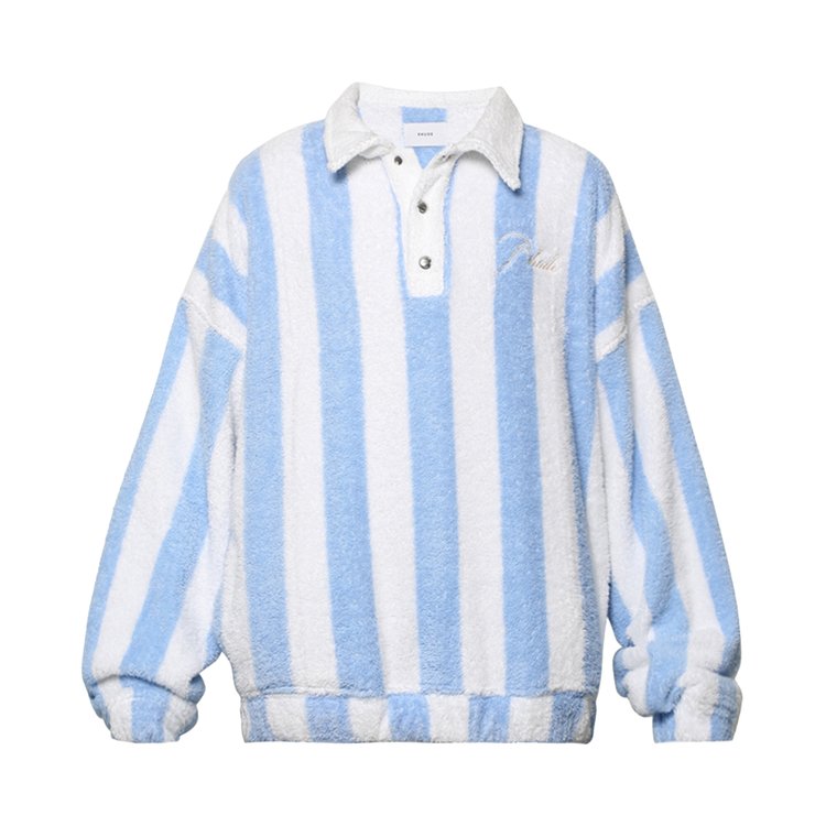 Rhude Striped Loop Terry Polo 'White/Light Blue'
