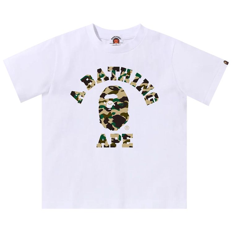 BAPE Kids 1st Camo College Tee WhiteYellow