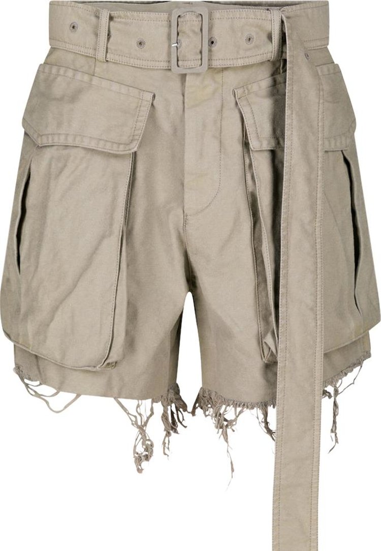 Dries Van Noten Cropped Belted Shorts Grey