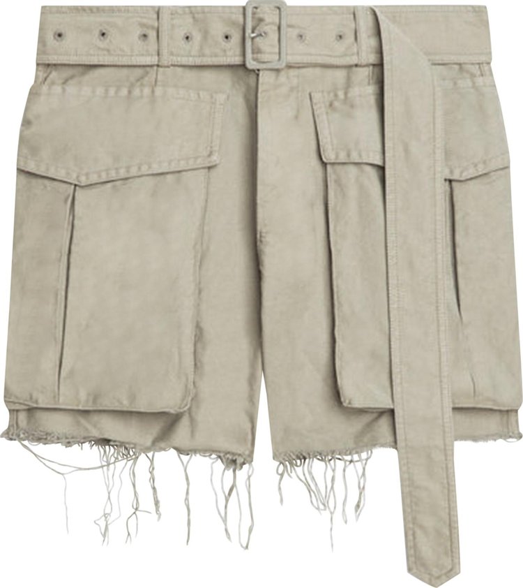 Dries Van Noten Cropped Belted Shorts Grey