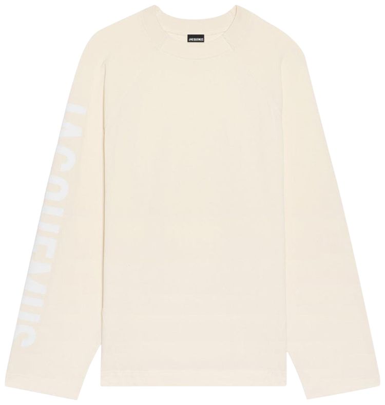 Jacquemus Typo Long Sleeve T Shirt Light Beige
