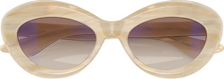 Khaite Oval Cateye Sunglasses Beige