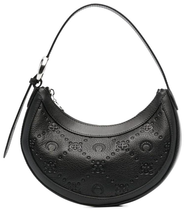 Marine Serre Moonogram Embossed Leather Eclipse Mini Bag Black