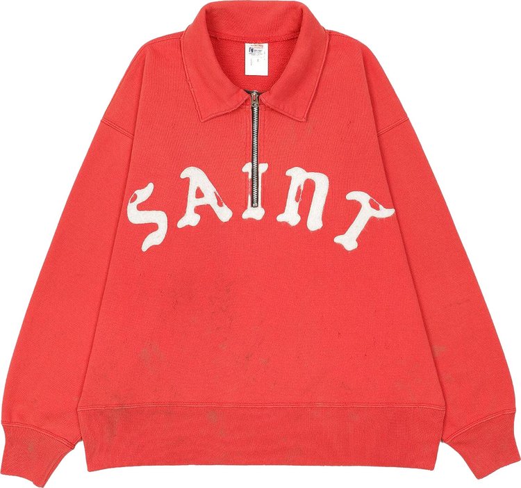Saint Michael Half-Zip Saint Logo Sweatshirt 'Red'