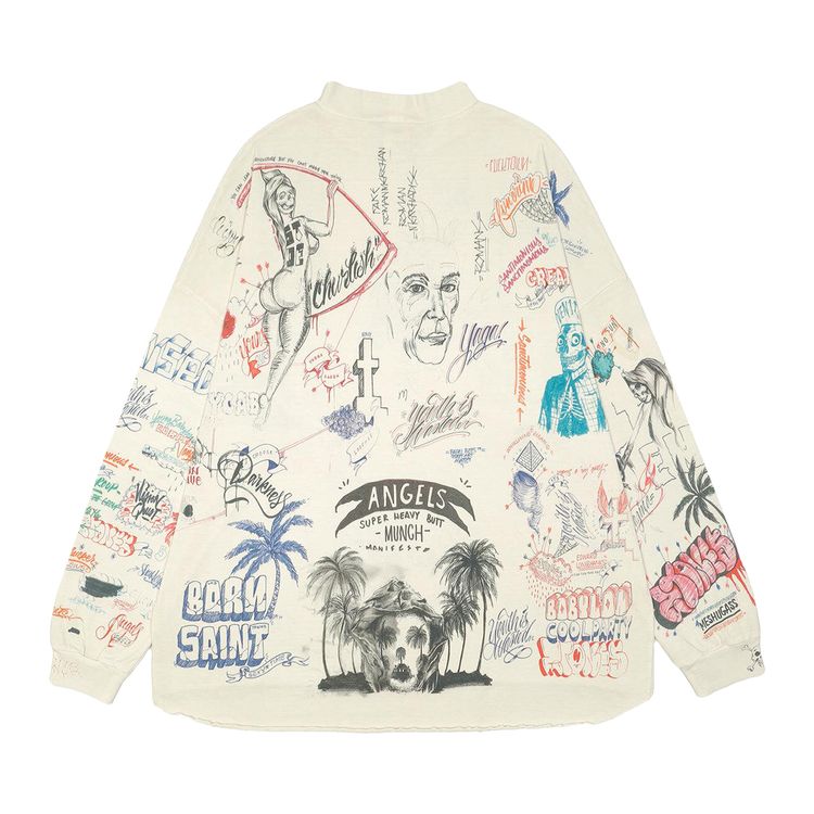 SAINT Mxxxxxx LA Mock Neck Long Sleeve T Shirt White